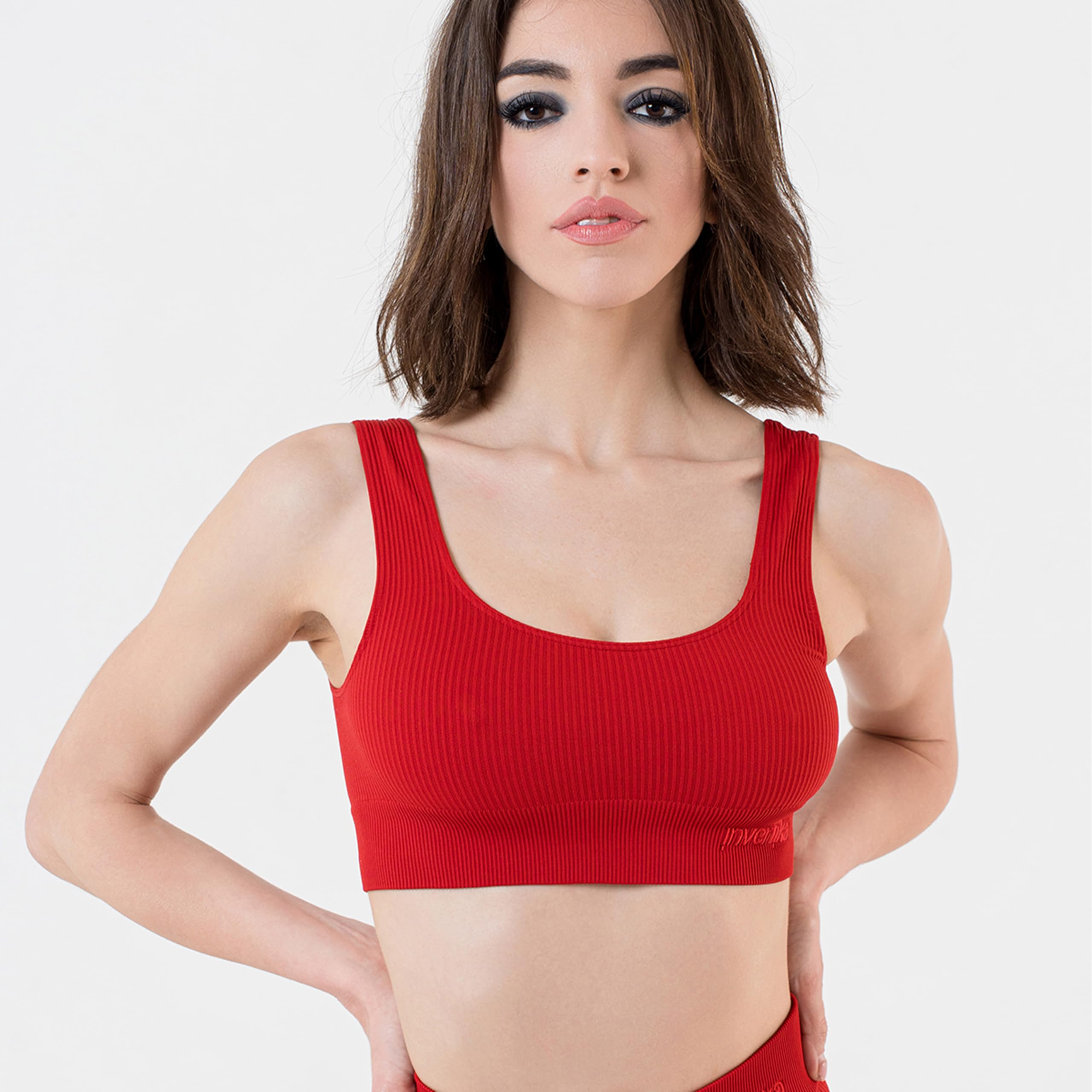 Invertika Top Sportswear Donna in Microfibra Effetto Push up Modellante e Contenitivo - Intimo Sportivo Donna Reggiseno a Costine Made in Italy