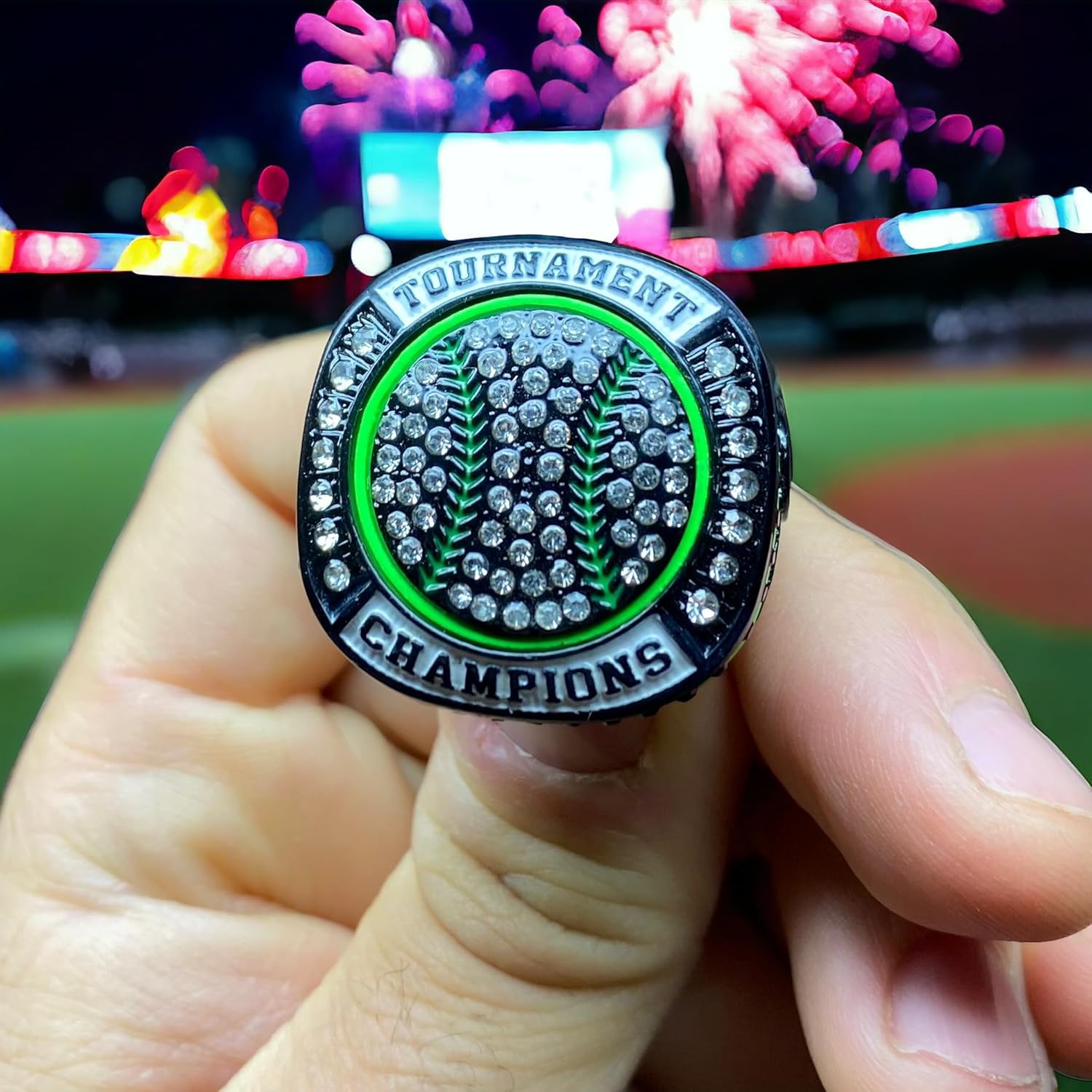 Legacy Rings 1 or 12 Pack Neon Green Baseball Softball Championship Trophy Ring Award for Tournament Champion or Finalist