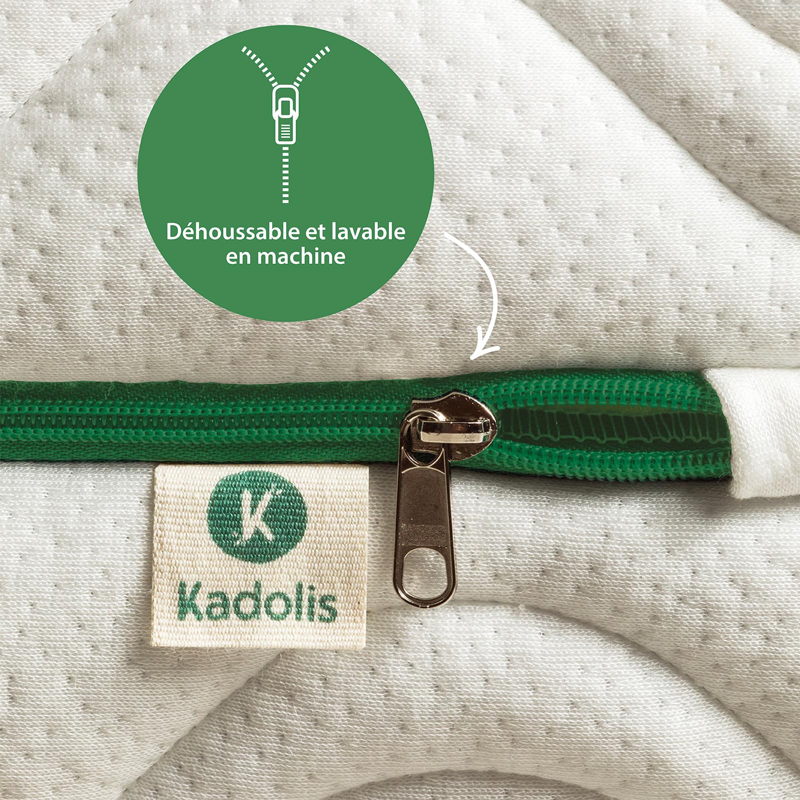 Kadolis Matelas Enfant 90x190x12 cm Aloe R Mousse Latex 2 Faces Couchage Housse Amovible Lavable OekoTex Fabriqué Espagne