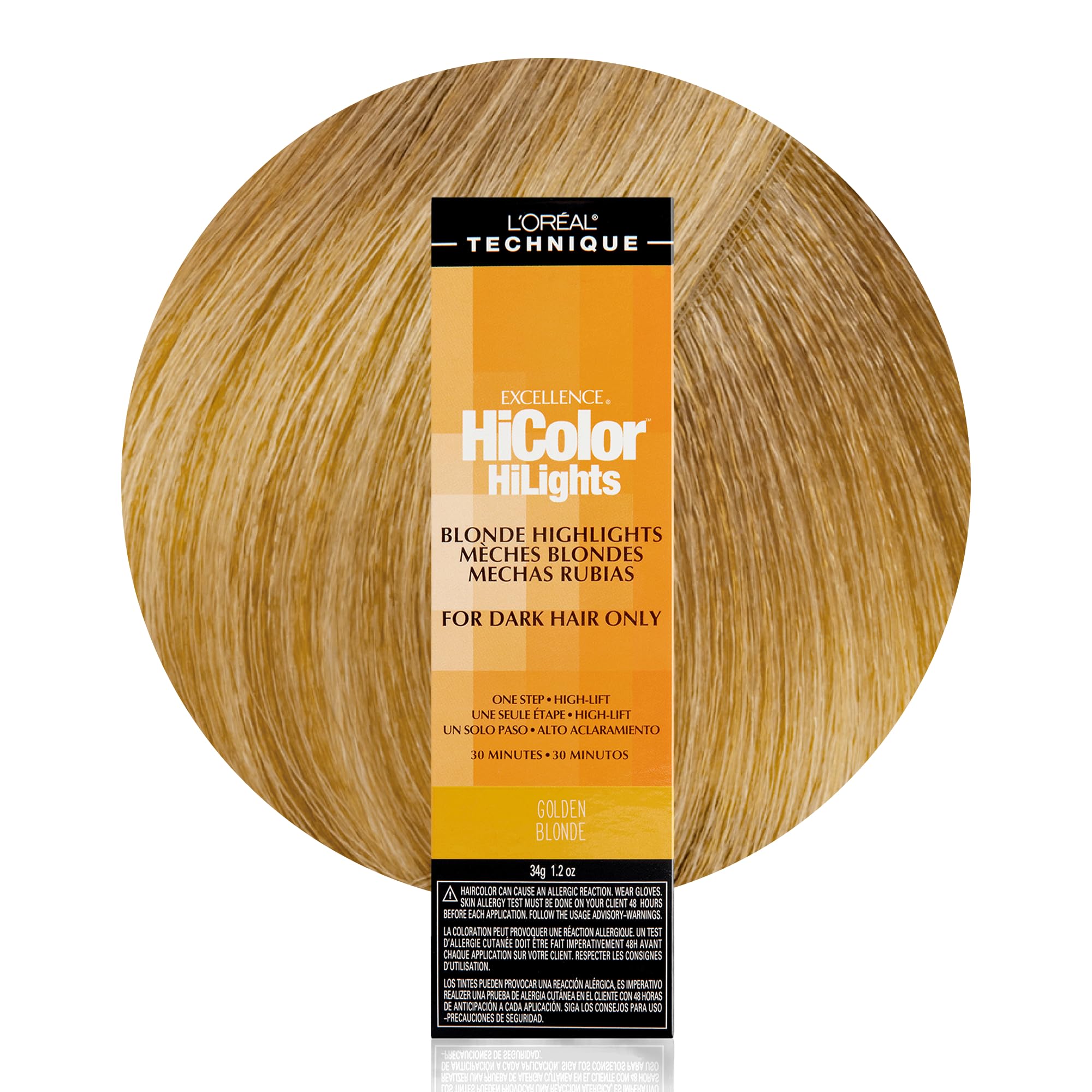 L'OREAL TECHNIQUE HiColor Blond HiLights Permanent Hair Color for Dark Hair | Intense Blonde Highlights | No Pre-Lightening Required | No-Drip Creme | Quick Processing Time | Golden Blond