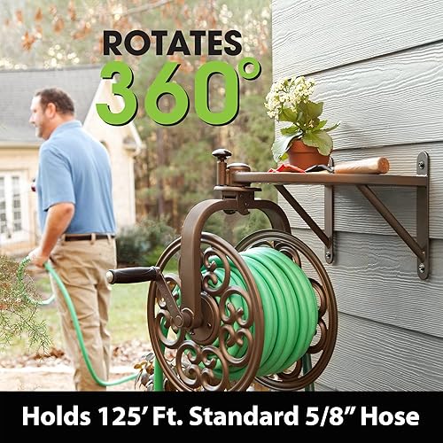 Miniatura 5 de Liberty Garden 710 Carrete portamangueras portátil y giratorio para manguera de jardín con capacidad para manguera de 58 pulgada y de 125pies color