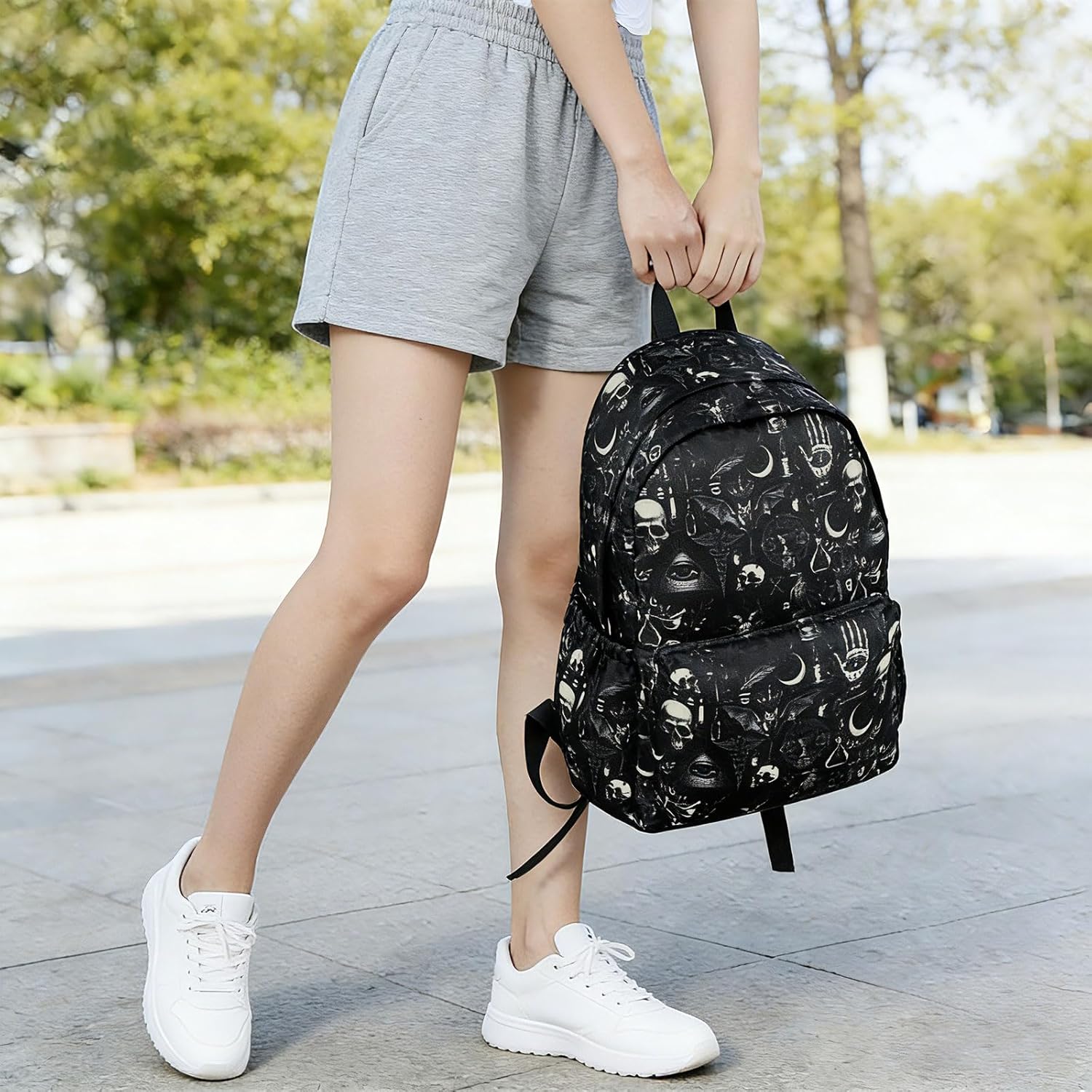Gothic School Backpack for Girls Boys Teens Bookbag 17 Inch Laptop Backpack for Sports Travel Camping