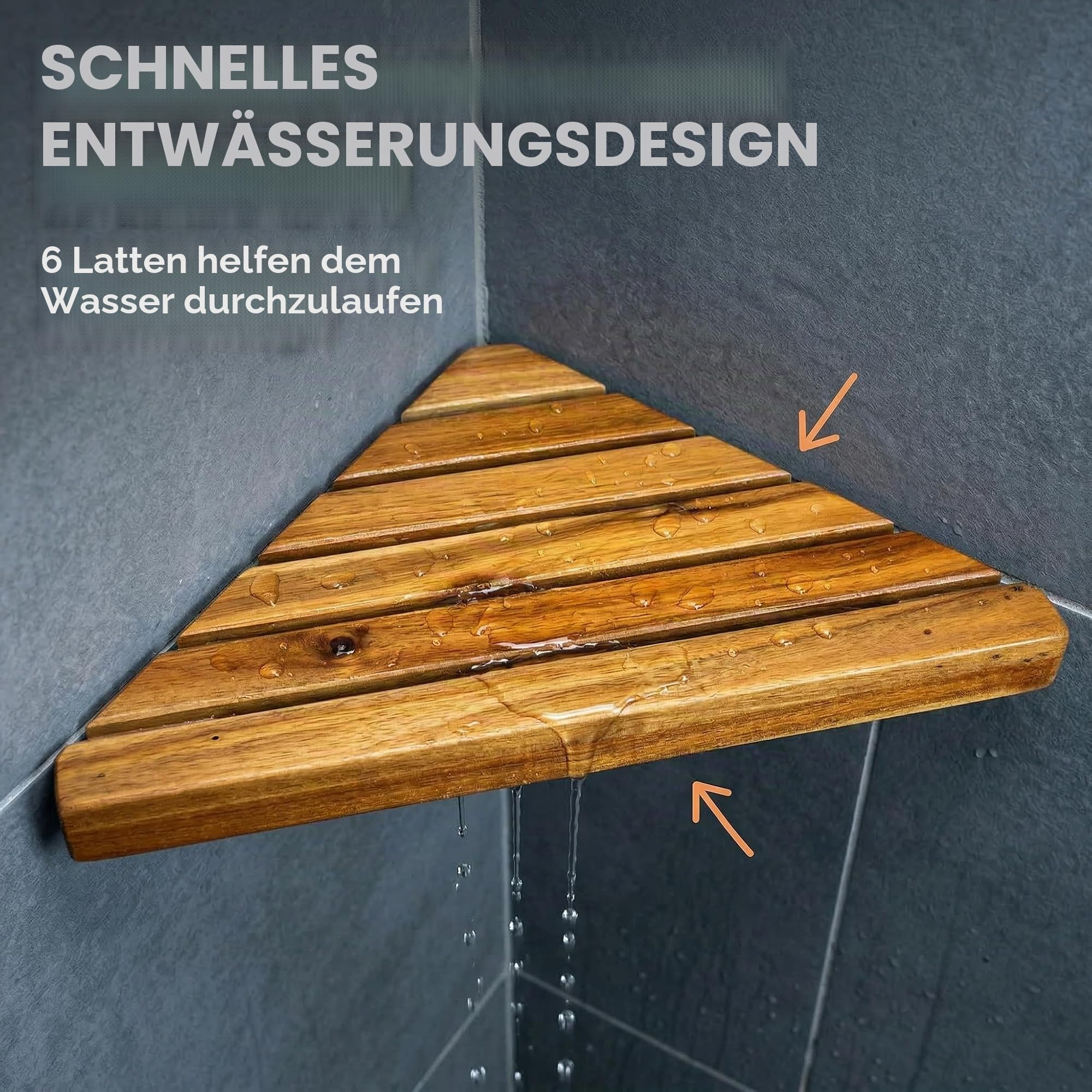 2er-Pack Holz Eckregal Duschregal Dreieckiges Eckregal Badregal für geflieste Wand, Ohne Bohren