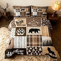 Vista 93 de Juego de edredón Deer Bear para niños tamaño completo, juego de ropa de cama rústica de aventura de caza para decoración de habitación de niños