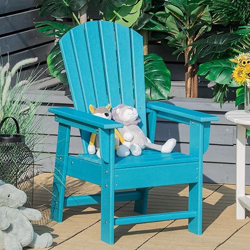 Giantex Silla Adirondack para niños, silla de césped de polietileno de alta densidad con respaldo ergonómico para terraza, porche, patio trasero,