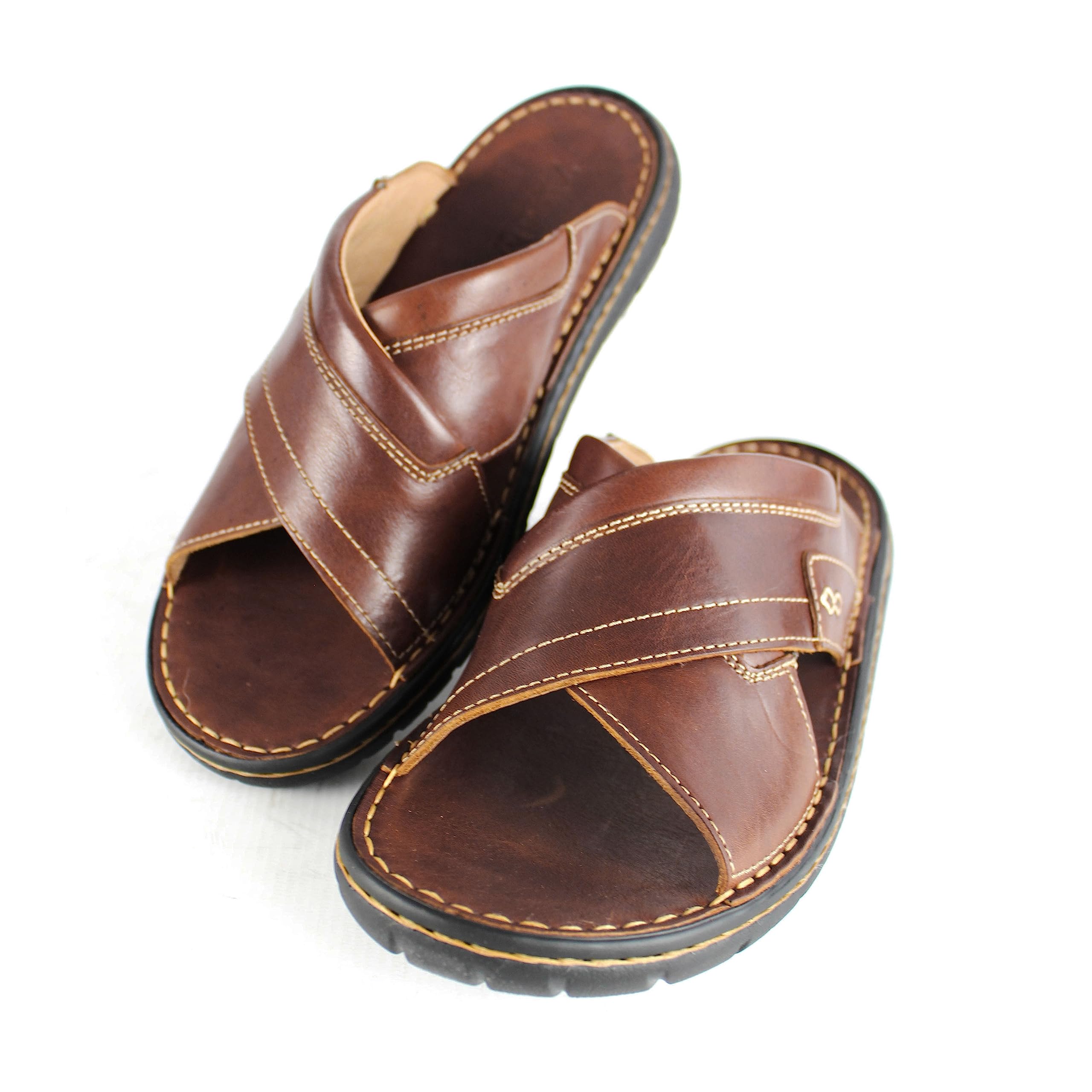 Zerimar Sandalia de Vestir de Hombre de Piel | Sandalia de Verano para Hombre | Sandalias Planas Cómodas | Sandalias de Hombre de Cuero | Suela Antideslizante | Sin Cierre