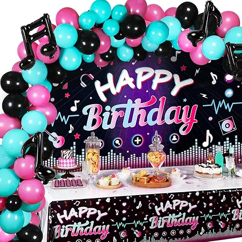 Miniatura 7 de OurWarm 130 piezas de decoraciones de fiesta de cumpleaños de Tik Tok, decoraciones de feliz cumpleaños con música, suministros de fiesta temática