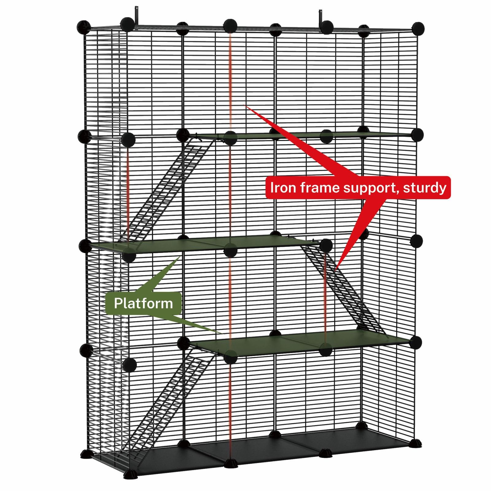 STILLCOVE 4-Tier Cat Cage - Indoor Pet Enclosure -2 STILLCOVE 4-Tier Cat Cage - Indoor Pet Enclosure -2