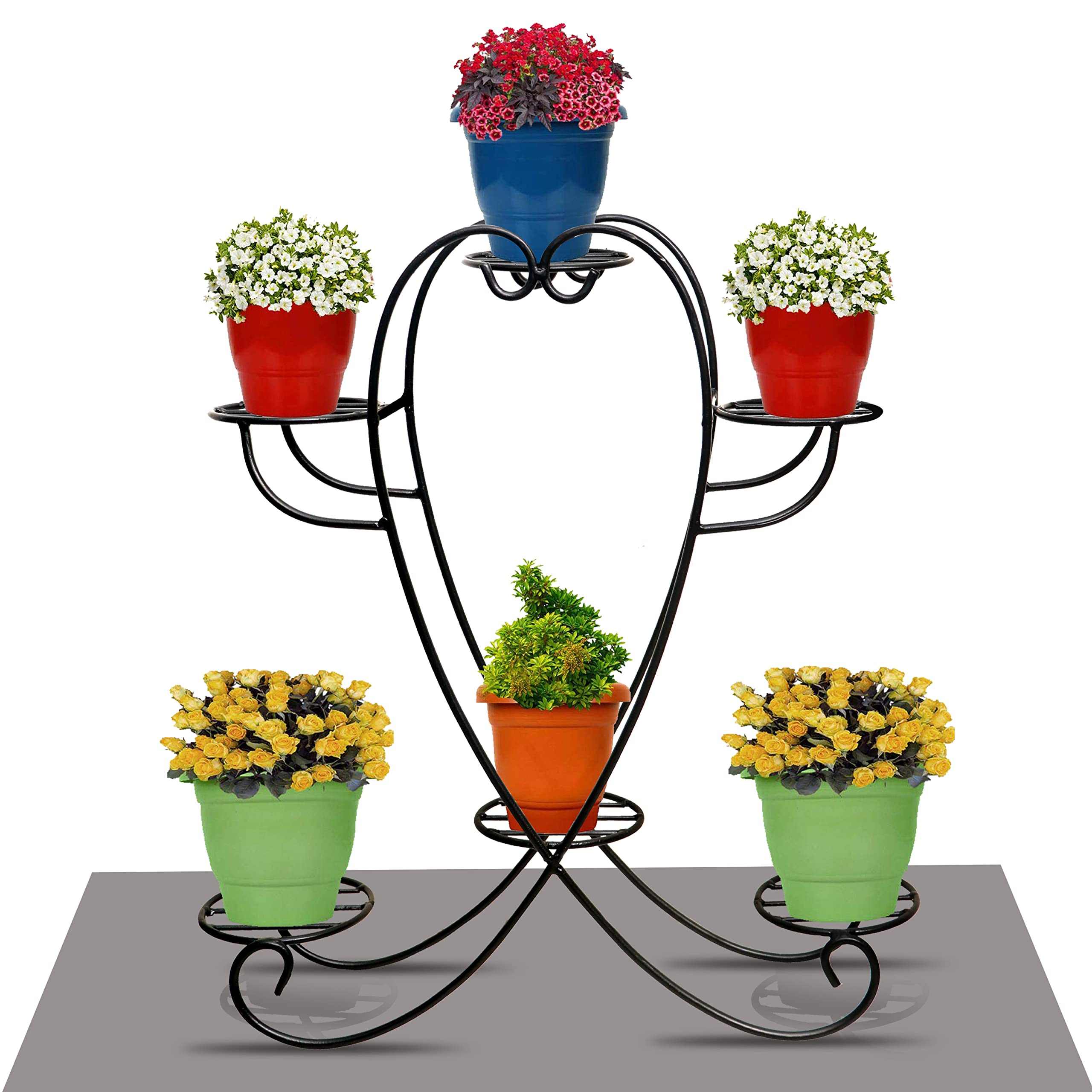 MetalTouch Fish 6 Tier Shelf Plant Stand wheel Shelf Metal Flower Pot Rack Stair-Step Style Display Ladder for Garden Balcony Indoor Outdoor(60X 20X 52cm (Black) (B09RW3TLW1) Amazon Price History, Amazon Price Tracker