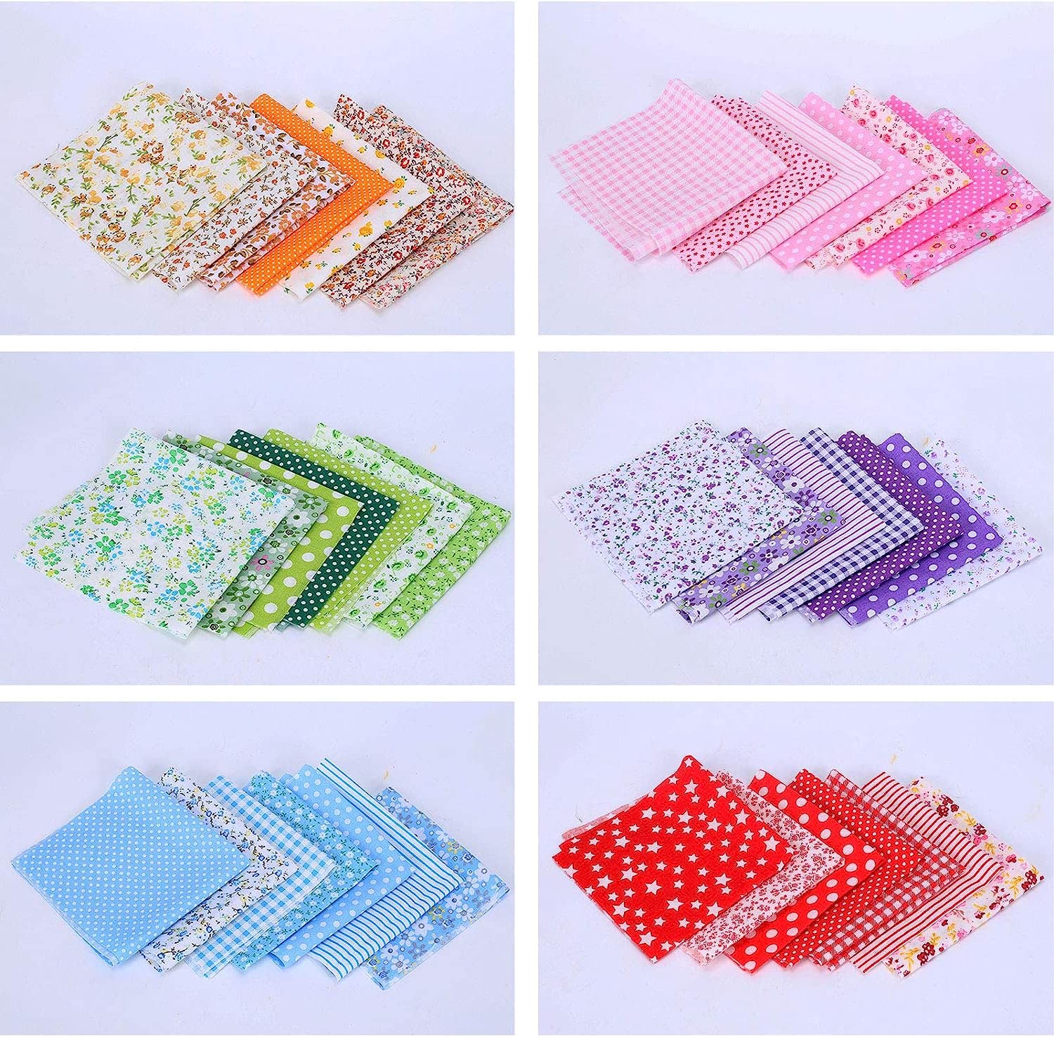 Tessuto Di Cotone Al Metro 6 Pezzi 50x50cm - Stampati Per Patchwork E Cucito Creativo - Foto 4