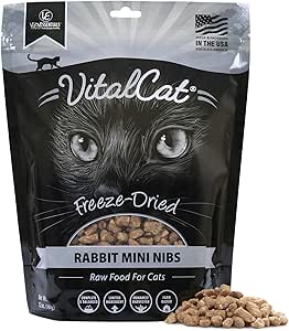 Vital Essentials Vital Cat Freeze-Dried Grain-Free Rabbit Mini Nibs Cat Food, 12 oz.