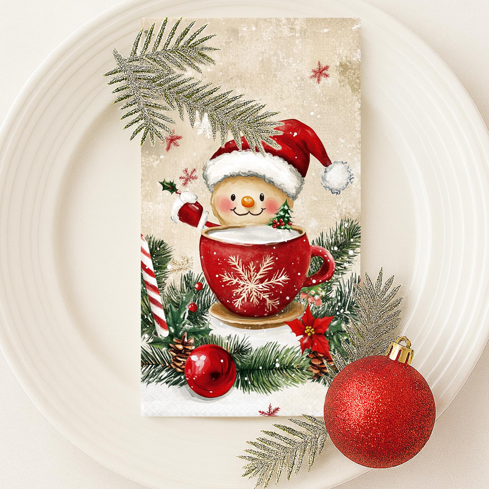 Tbsone 100 tovaglioli di carta usa e getta di Natale: tovaglioli per ospiti, decorazione da tavolo, bagno, casa, cucina, cocktail di vacanza