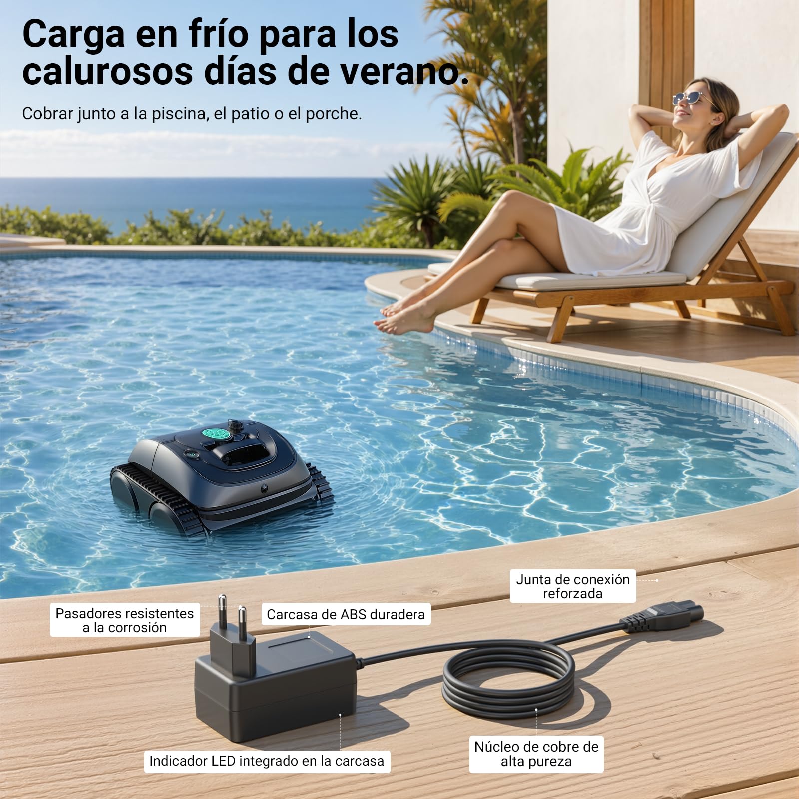 Bouge Pool Robot Cleaner Adaptador Compatible con Wybot C1 OS7010C Robot Aspirador Piscina 25.2V Sustitución Cargador Cable para Limpiafondos Piscina Automatico