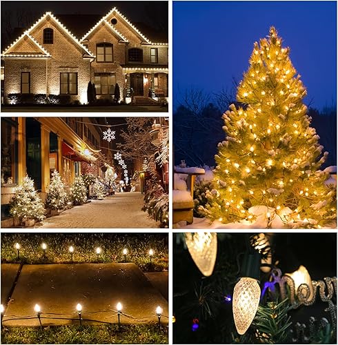 Miniatura 27 de C9 Luces de Cadena de Navidad, 25 pies 26 Bombillas Brillantes y Multicolores para Exteriores, Luces de Navidad para Techo, Patio, Jardín, Luces