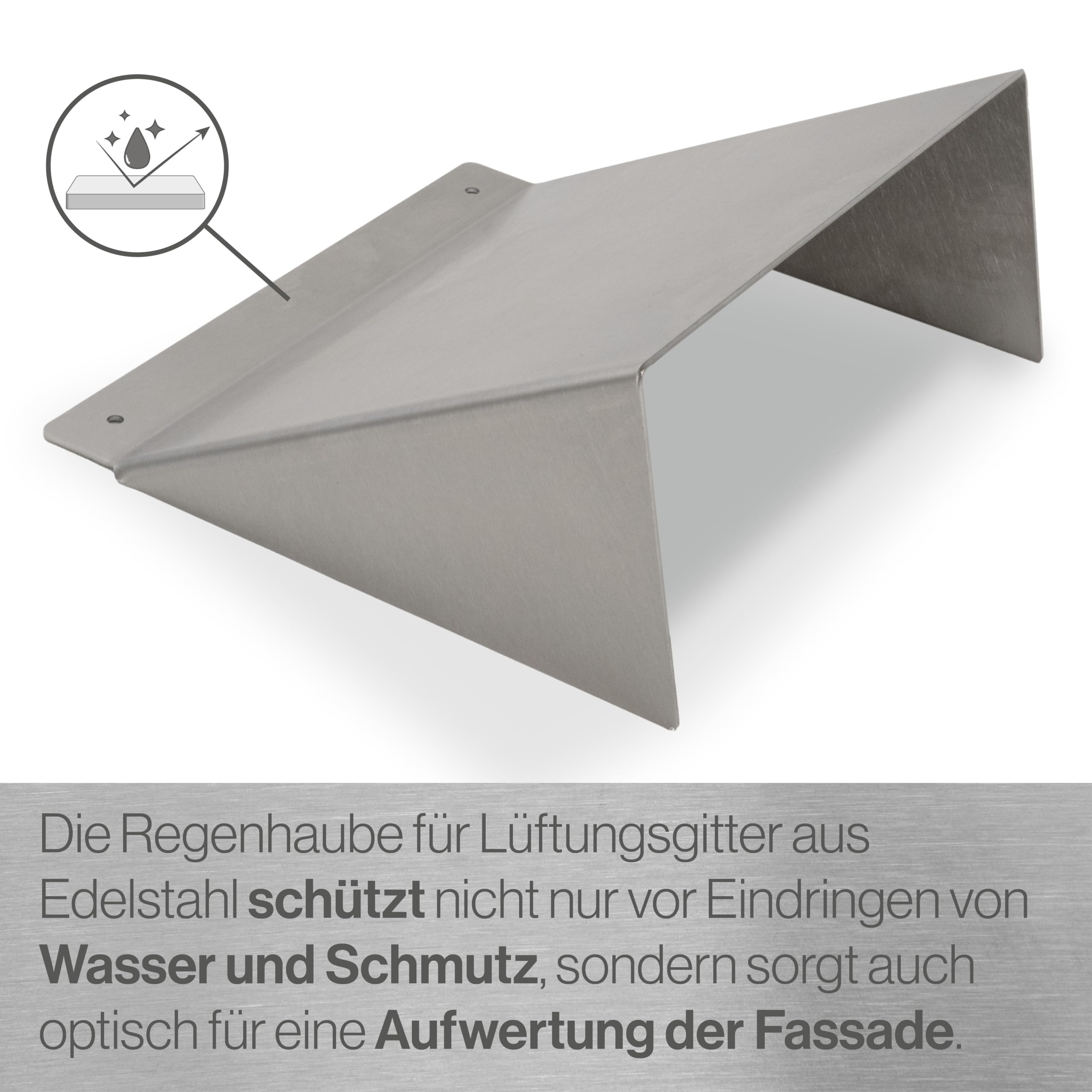 Regenhaube Wetterschutzgitter Aussenbereich Edelstahl - Für Lüftungsgitter gegen Wasser, Regen & Schnee Wandmontage - Wetterschutz Lüftung Abdeckung - Ablufthaube Wetterbeständig (Für Ø 300 mm)