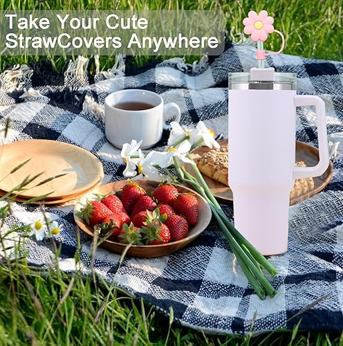 Miniatura 2 de Stanley - Funda para pajilla, tapa de paja para copa Stanley, paquete de 4 tapas de pajita, cubierta de paja Stanley de flores, protectores de paja