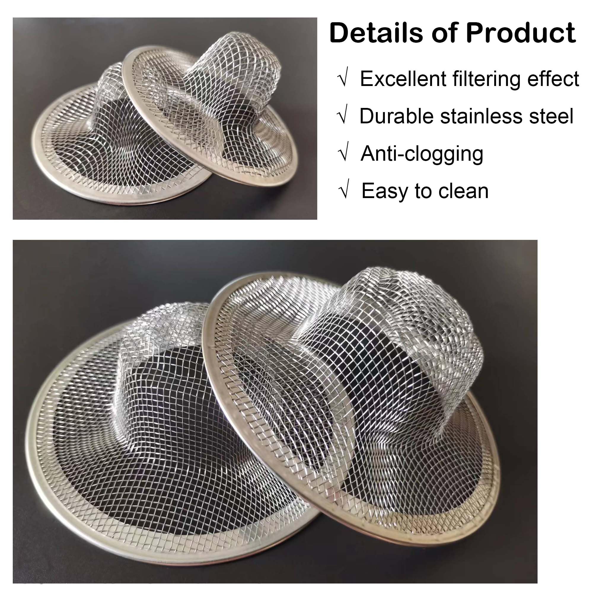 Beyoslf 8-Pack Stainless Steel Sink Strainers - 4.41" Drain Mesh Filters For Kitchen & Bathroom Sinks