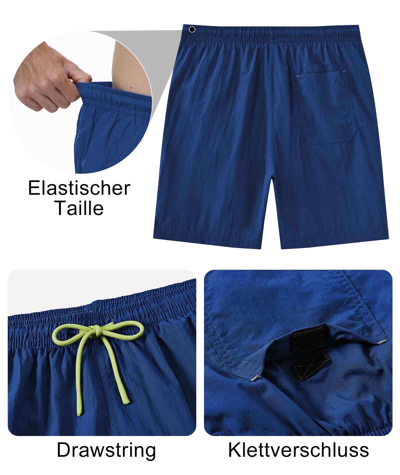 Zoofly Bañador corto de nailon para hombre, cintura elástica, pantalones cortos de baño para hombre, pantalones deportivos con forro de malla — view 4