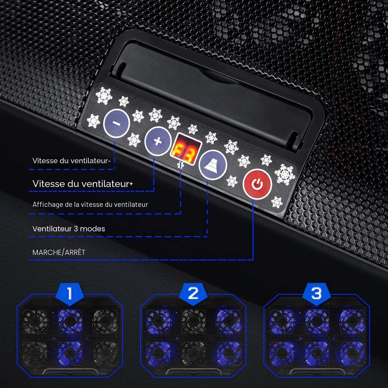 Coussin de Refroidissement pour Ordinateur Portable 12-17 Pouces, Uten Refroidisseur pour Ordinateur Portable avec 5 Réglables en Hauteur, 2 Ports USB