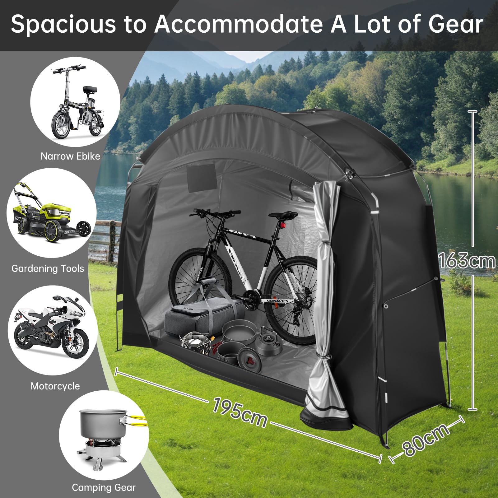 Fahrradgarage für 2 Fahrräder 210D Oxford Wetterfest Outdoor Fahrradabdeckung