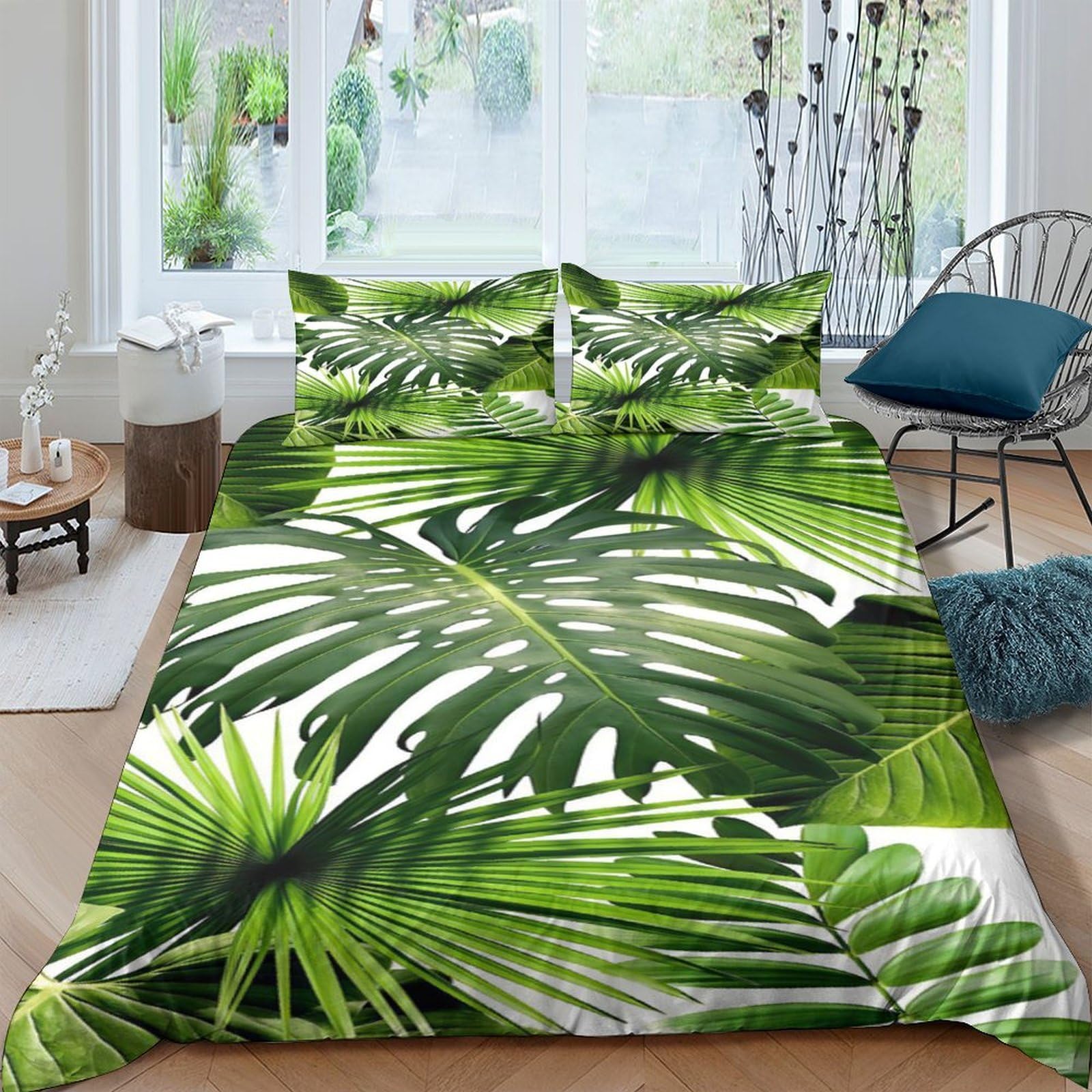 Ctjqhvkz Style-10 3D Printed Tropical Palm Fitted Sheet Microfiber Soft Green Monstera Leaf Mattress Cover For Bedroom Guest Room Decor Single（135X200cm）