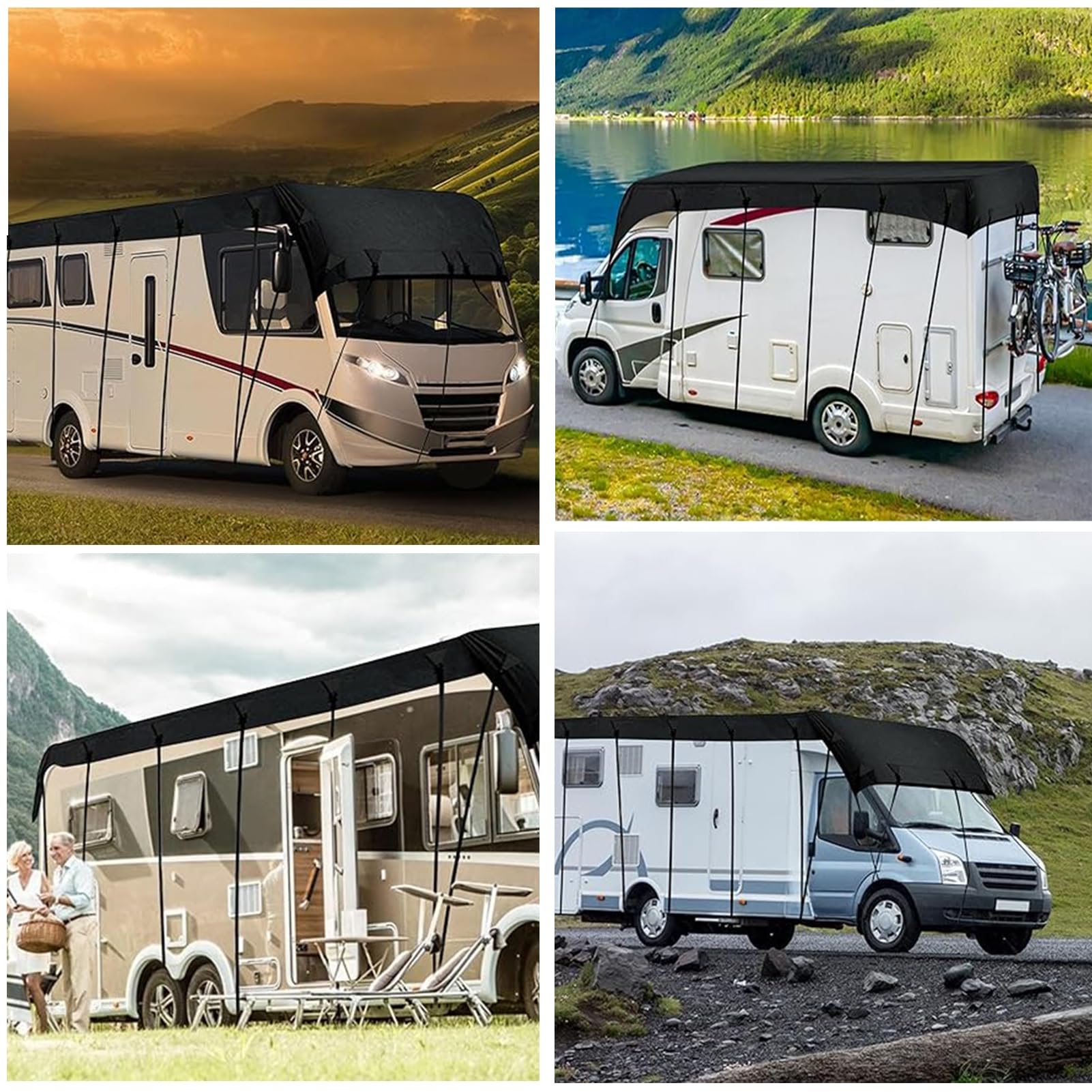Fundas para RV, Tela Oxford 210D, Impermeable Funda Plegable para Caravana, Funda para Remolque Resistente A La Lluvia Y La Nieve, Plegable Y Almacenamiento,Plata,6.5x3m/21.3x9.8ft