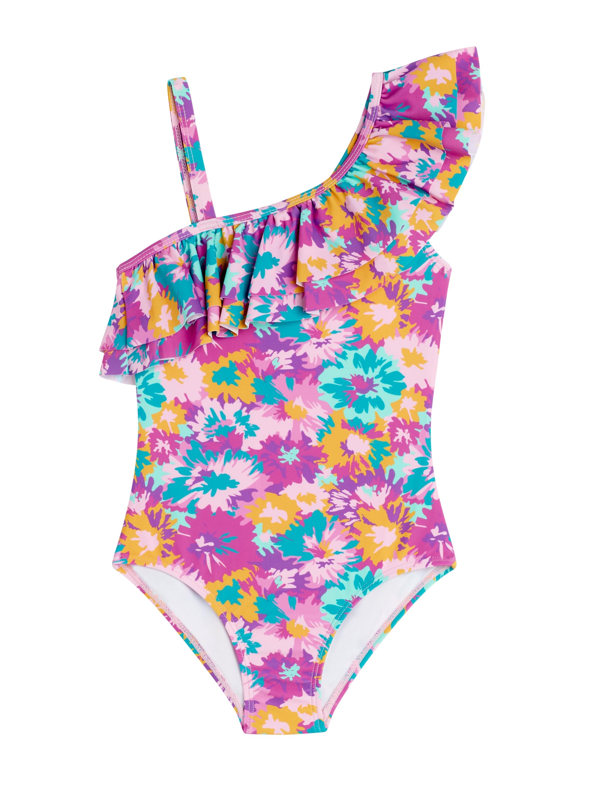 Kanu Surf Girls Morgan Floral Ruffle 1-Shoulder 1-Piece Swimsuit