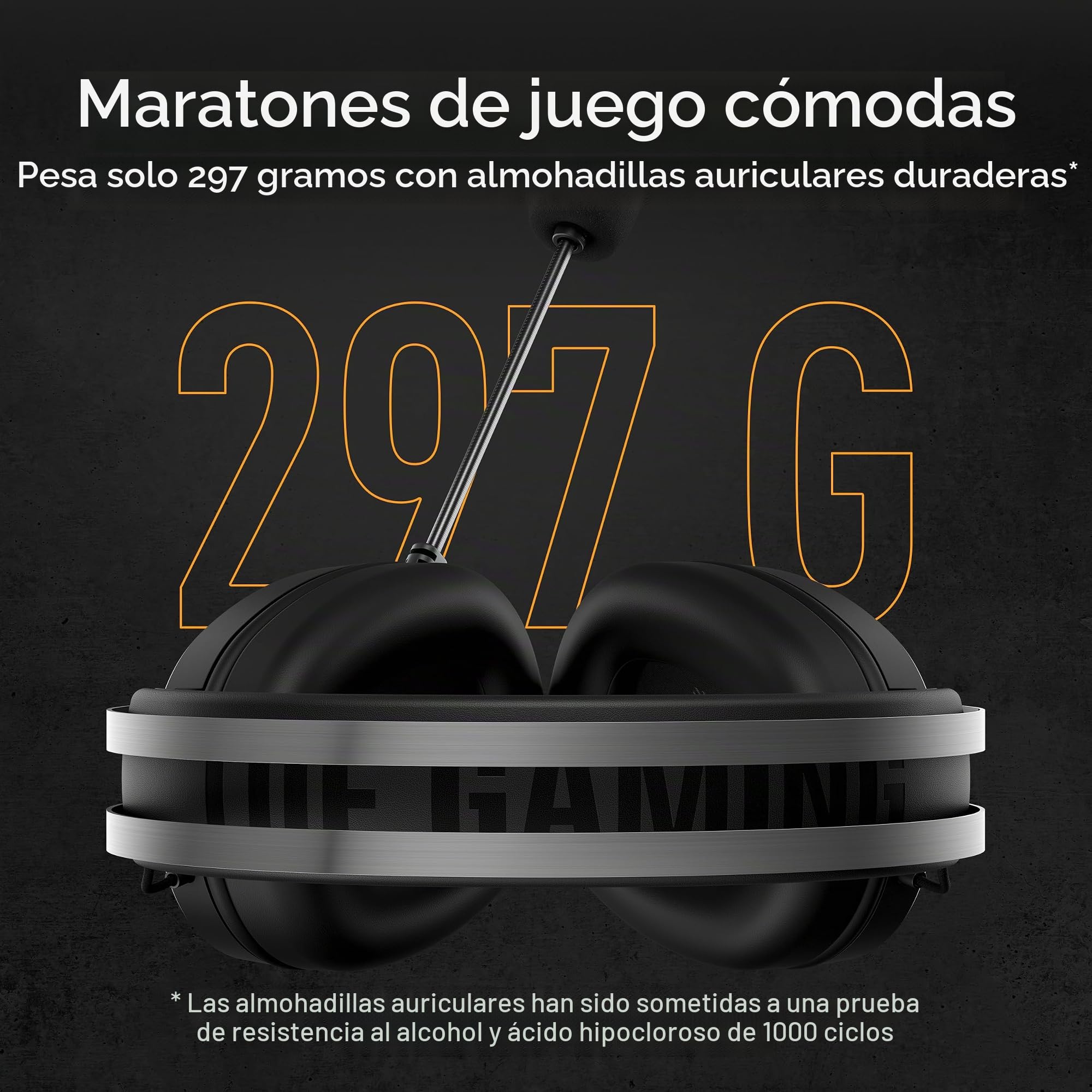 ASUS TUF Gaming H1 Gen II - Auriculares Ligeros de 297g, USB-A con Cable, Controladores de 40 mm, Sonido Envolvente Virtual 7.1, micrófono Team-Speak, Almohadillas duraderas, para PC, PS5 - Negro