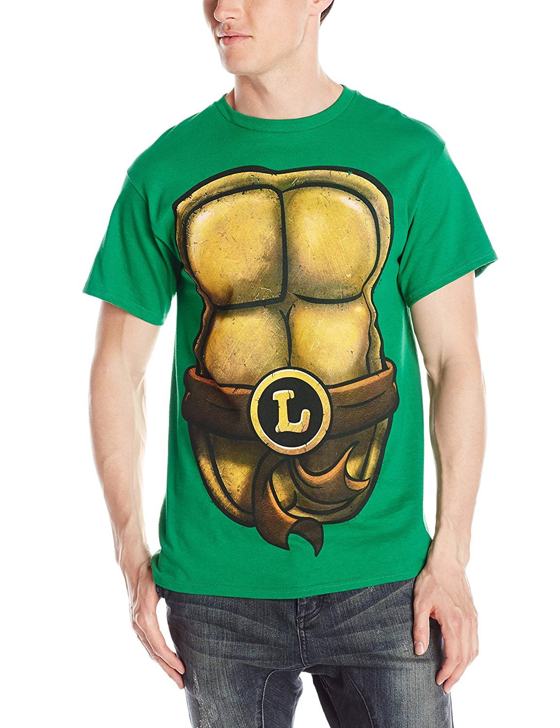 Teenage Mutant Ninja Turtles Men's TMNT Leonardo Front and Back Costume T-Shirt