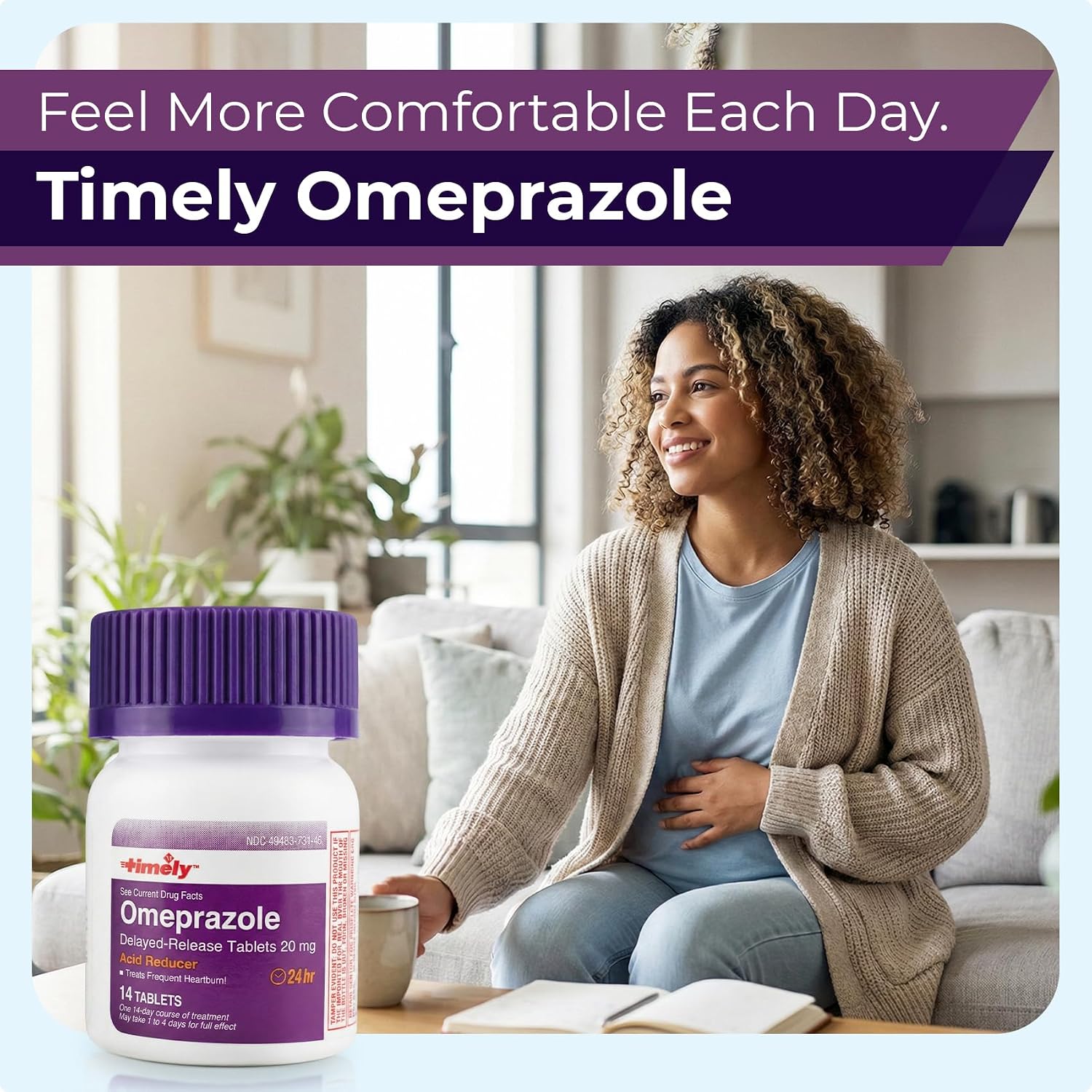 TIME-Cap Labs Omeprazole 20mg Delayed Release Tablets (42 Count, Pack of 3) – Acid Reducer for Frequent Heartburn Relief for Adults, 24-Hour Control