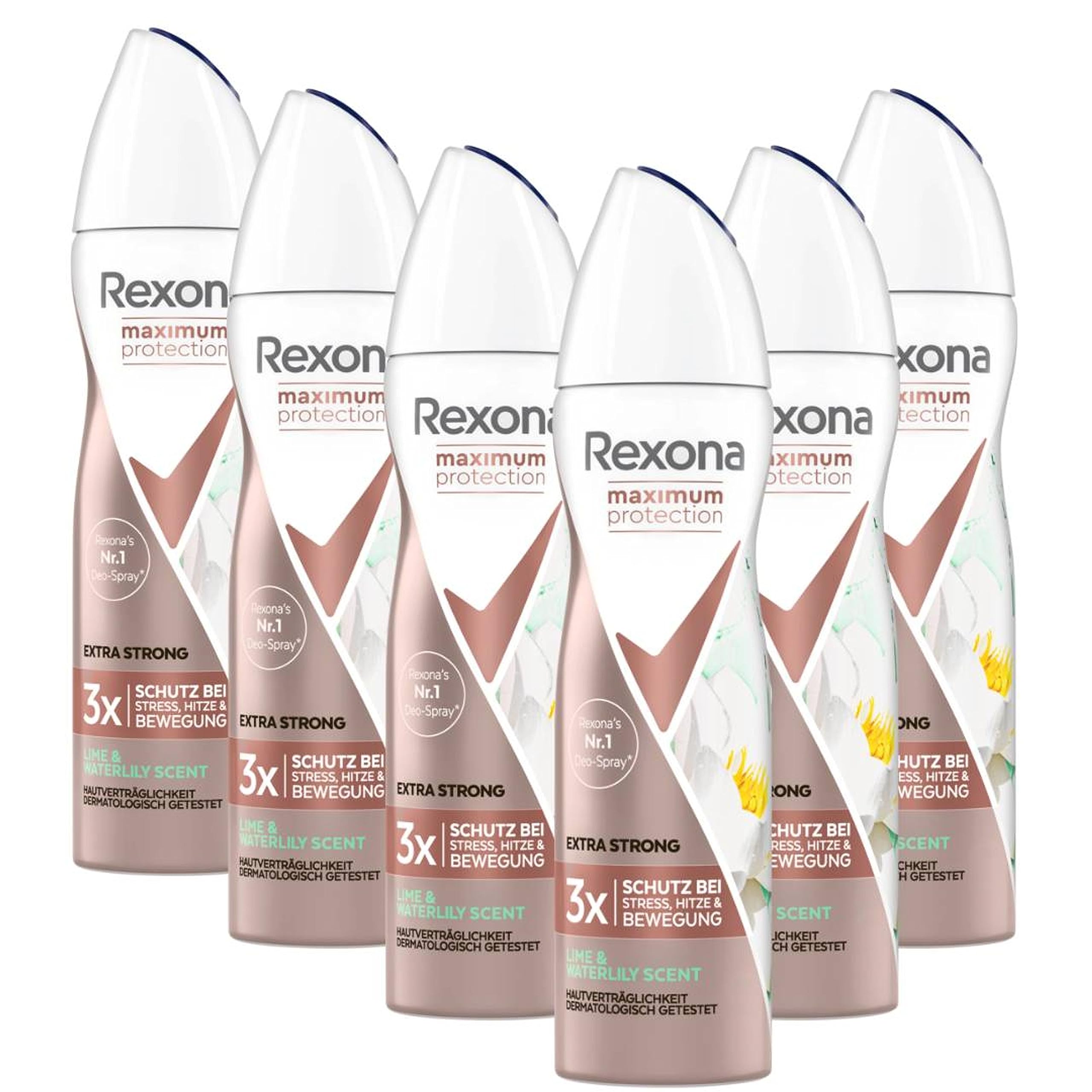 Rexona Maximum Protection - Aerosol antitranspirante con 48 horas de protección contra la sudoración intensa y el olor corporal, 150 ml, 6 unidades