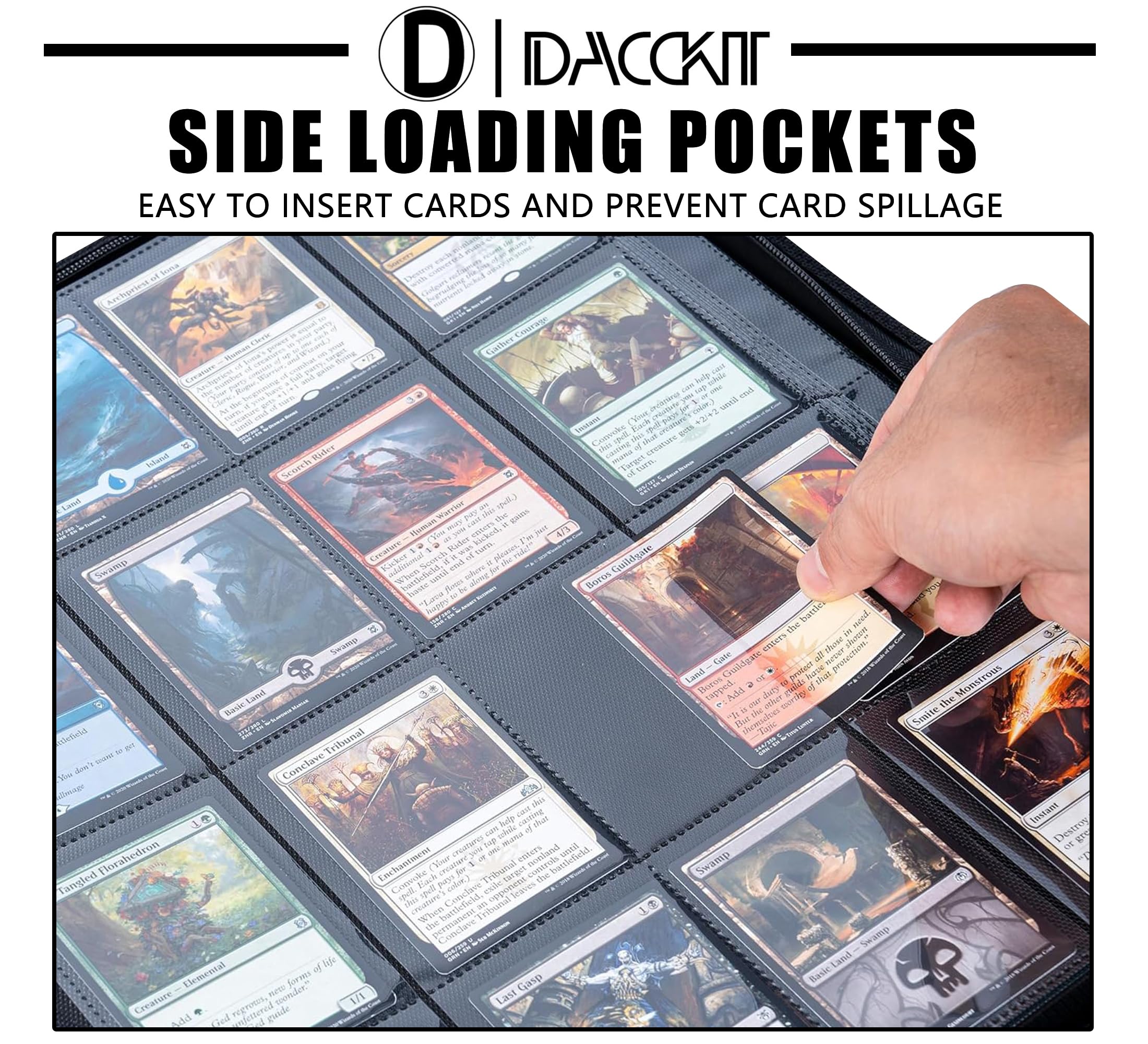 D DACCKIT Carpeta de tarjetas de 16 bolsillos, se adapta a 1024 tarjetas, álbum de tarjetas sin anillo de 4 x 4 con fundas para tarjetas coleccionables y tarjetas deportivas (modelo A, verde Asakusa)