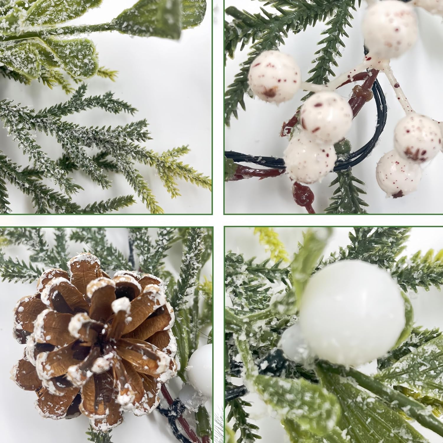 9FT Snow Cedar Pine Garland,Prelit Christmas Garland with Timer,Realistic Garlands Battery Operated for Winter Holiday Outdoor Staircase Decorations 30LED