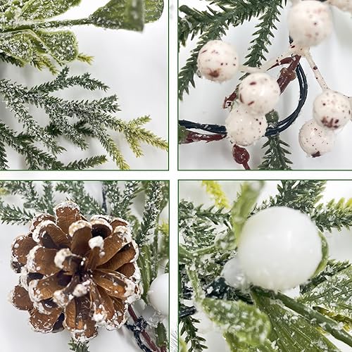 Miniatura 2 de Guirnalda de pino de cedro de nieve de 6 pies, guirnalda de Navidad preiluminada con temporizador, guirnaldas realistas que funcionan con pilas para