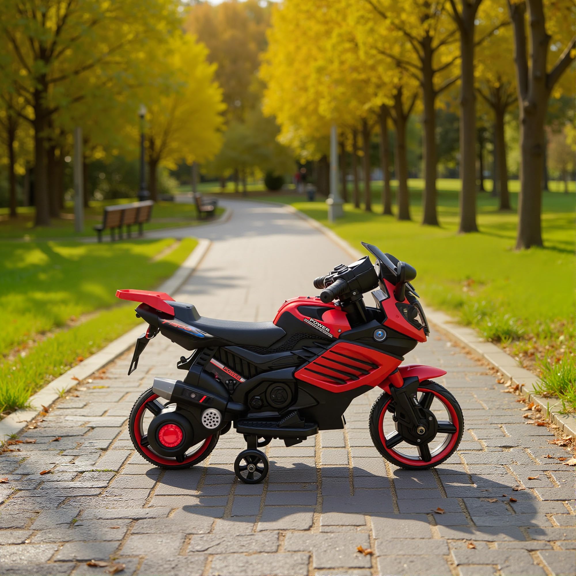 AIYAPLAY Moto Électrique Enfants 6 V, Voiture Électrique Enfants avec Roues d'Entraînement Amovibles, Effets Lumineux et Sonores, Vitesse Max. 2,5 km/h, pour 18-36 Mois, Charge Max. 25 kg, Rouge