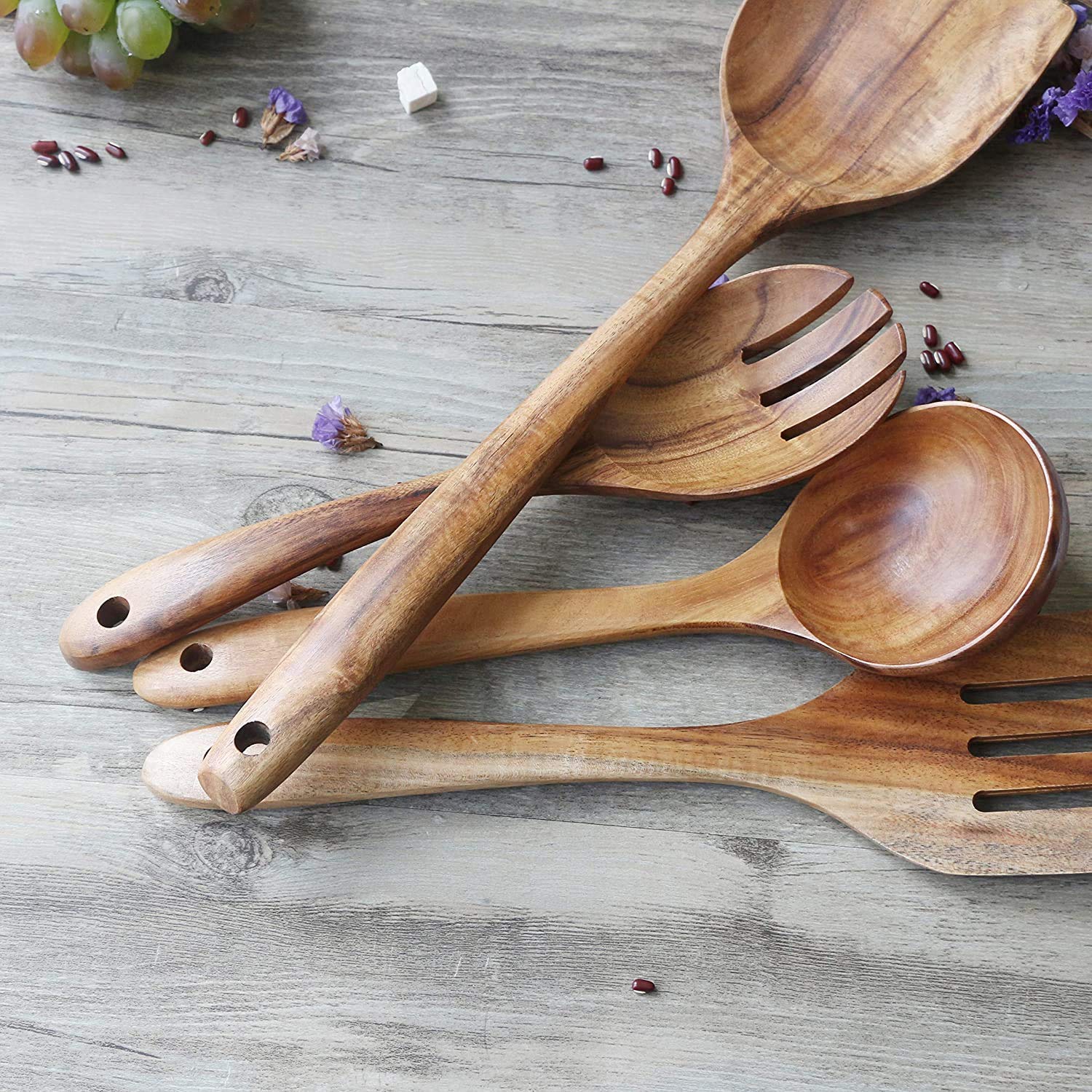 Handmade Wooden Kitchen Utensil Set - Natural Wood -4