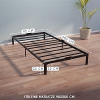 Dreamzie Fém Ágykeret 90x200 cm Egyszemélyes Matrachoz, Fekete Színű Rácsozatos Ágyváz Nagy Tárolóhellyel 2