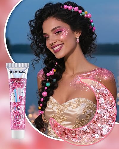 Miniatura 4 de Gel de purpurina para la cara y el cuerpo, 6 colores, lentejuelas holográficas de sirena, pintura gruesa con purpurina para fiestas, cantantes,