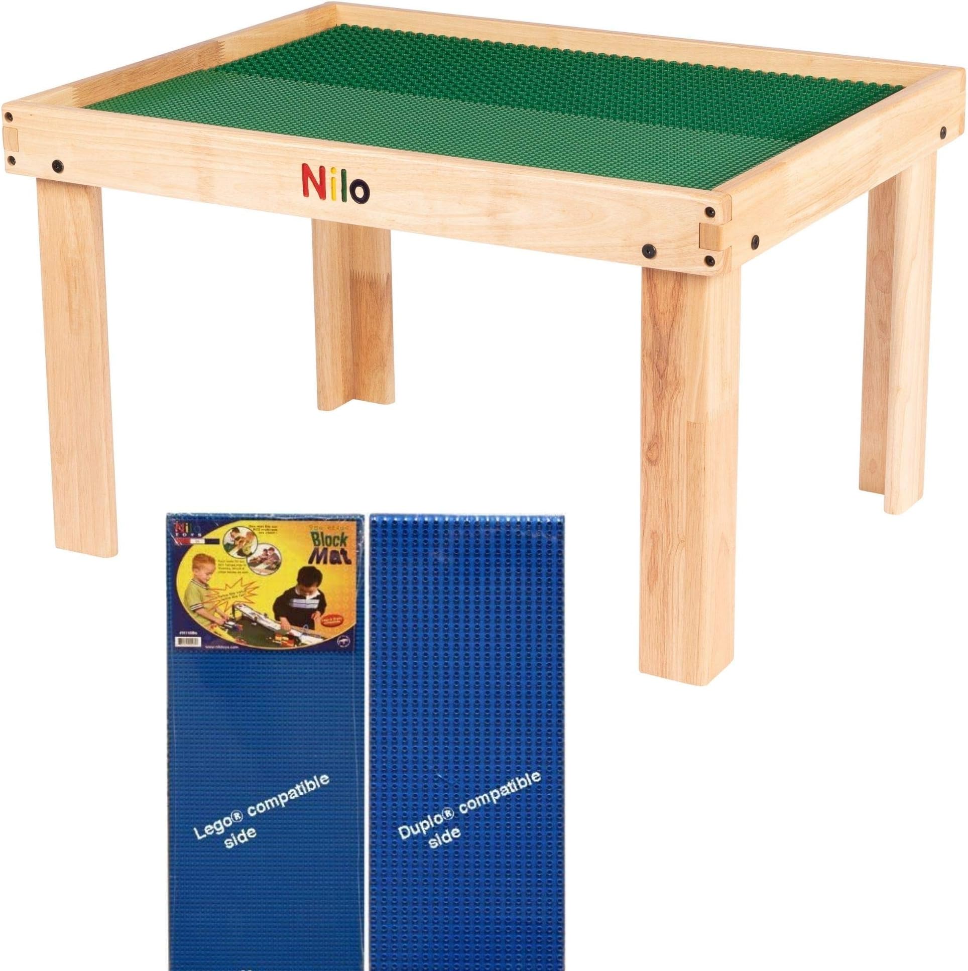 Kids Multi-Purpose Activity Table, Compatible Double-Sided Baseplate for Small & Large Bricks