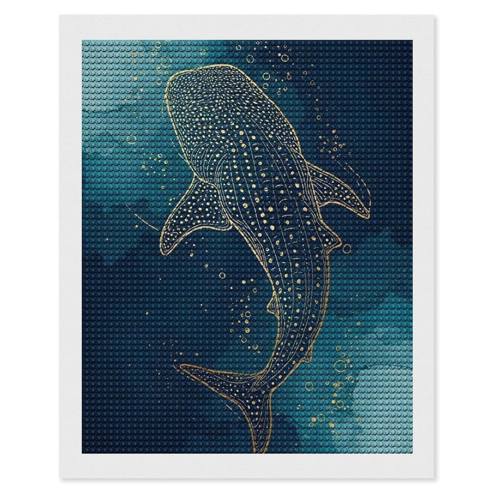 Junmoney Whale Shark Gold Line Art Diamond Painting Kit 16"x20", Thoughtful Handmade Gift, for Creative Relaxation, Printed Canvas, Cosy Home Accent