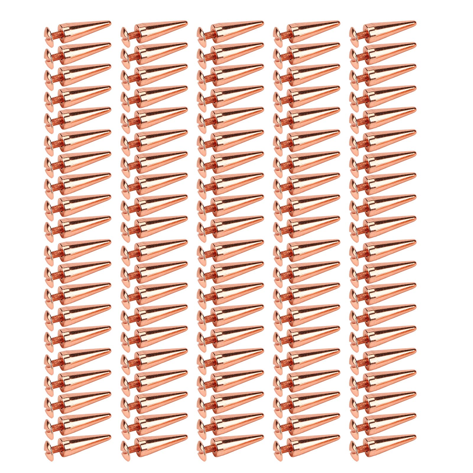 Haofy 100 Juegos de Tachuelas Cónicas de 10x26 Mm para Entusiastas del Bricolaje Material Resistente con Puntas de Remache de Metal para Decorar Ropa de Estilo Punk (latón 2)