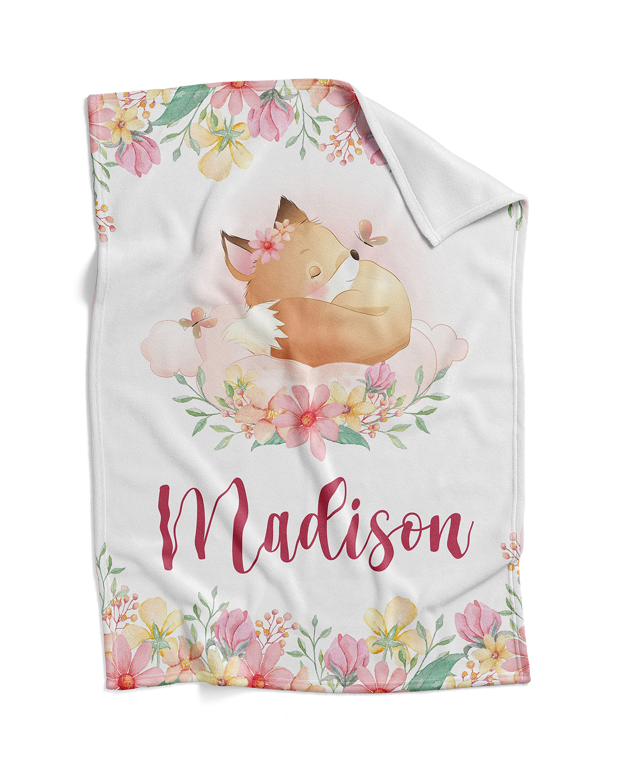 Personalized Fox Baby Blanket - Custom Name Blanket For Girls, Soft Flannel Fleece, 30x40 Inches, Perfect Baby Shower Gift - View #4