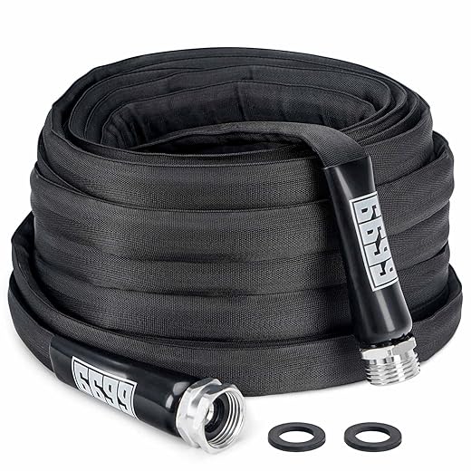 6699 Garden Hose 50FT x 5/8” Kink Free Flexible Lightweight Lay Flat Water Pipe with 3/4”Solid Fittings for Watering Flowers/Lawns Car Wash Pet Washing FH 5850
