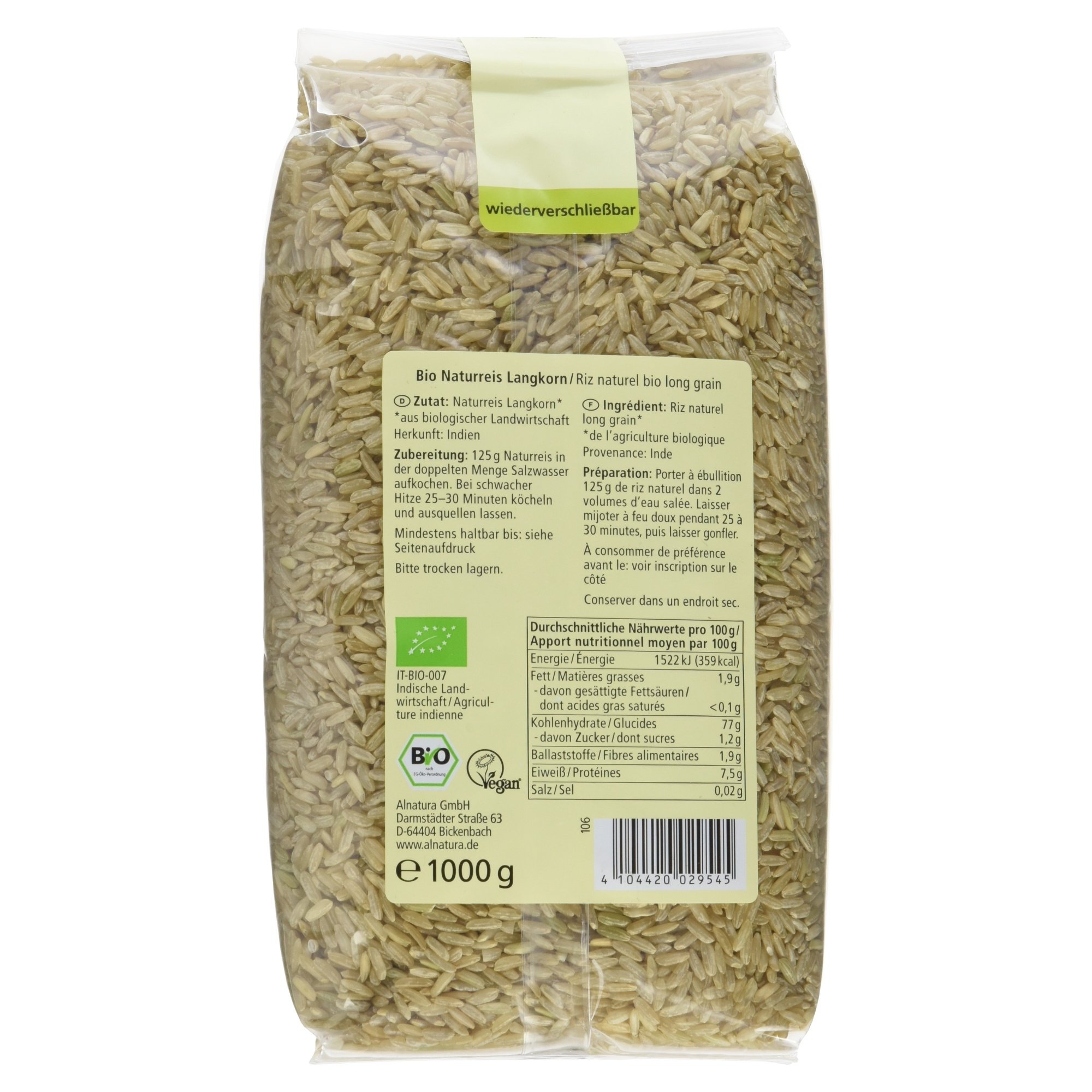 Alnatura Bio Naturreis Langkorn, 6er Pack (6 x 1 kg)