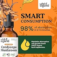 Vista 4 de Wild & Organic Cordyceps Tintura - Extracto de hongo Cordyceps Sinensis para apoyo inmunológico y energético - Suplemento líquido de hongos - Gotas