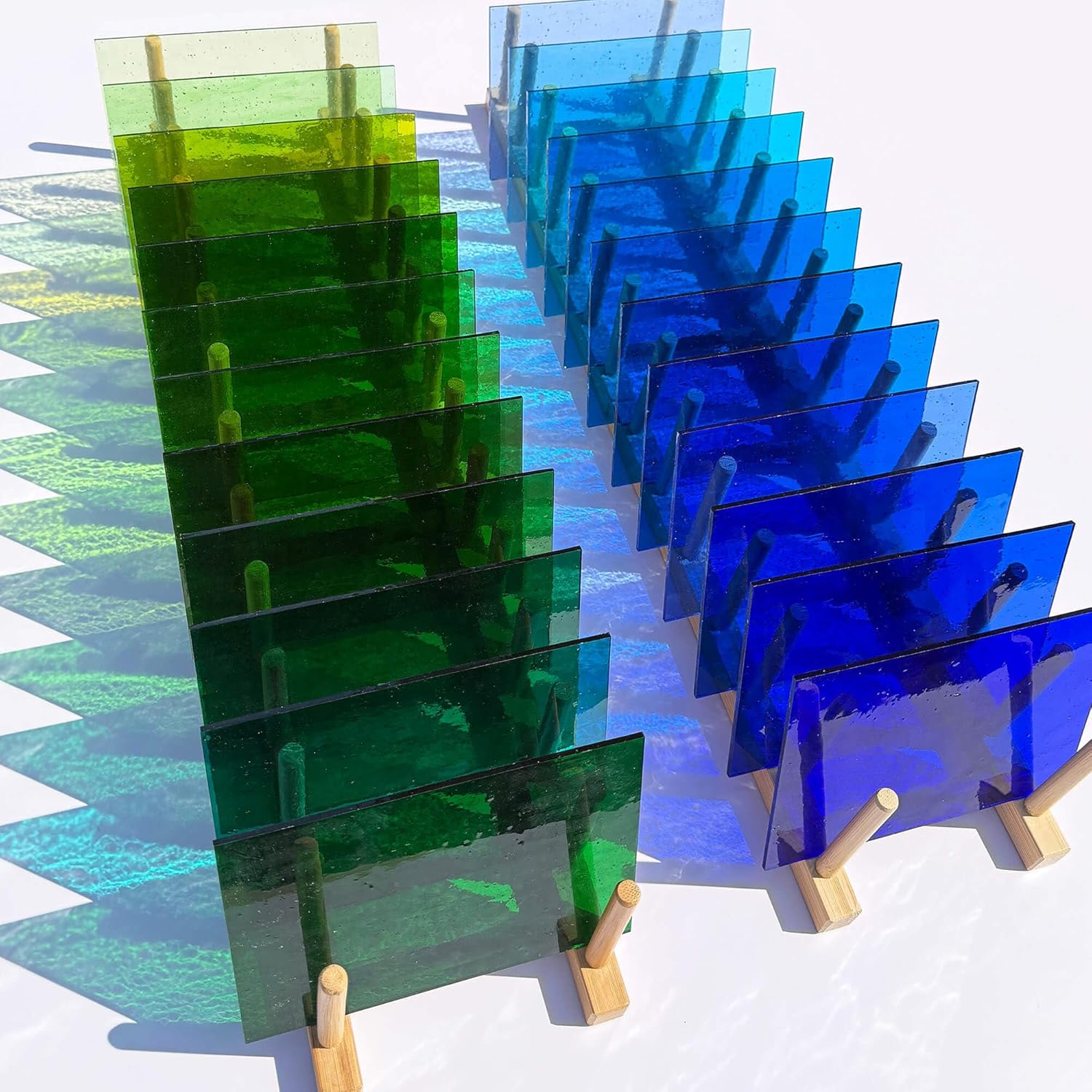 LITMIND 24 Sheets Transparent Stained Glass Variety Pack – Soft Rainbow Mix 6 x 4 Inch Smooth Art Glass for Suncatchers, Mosaics & DIY Crafts