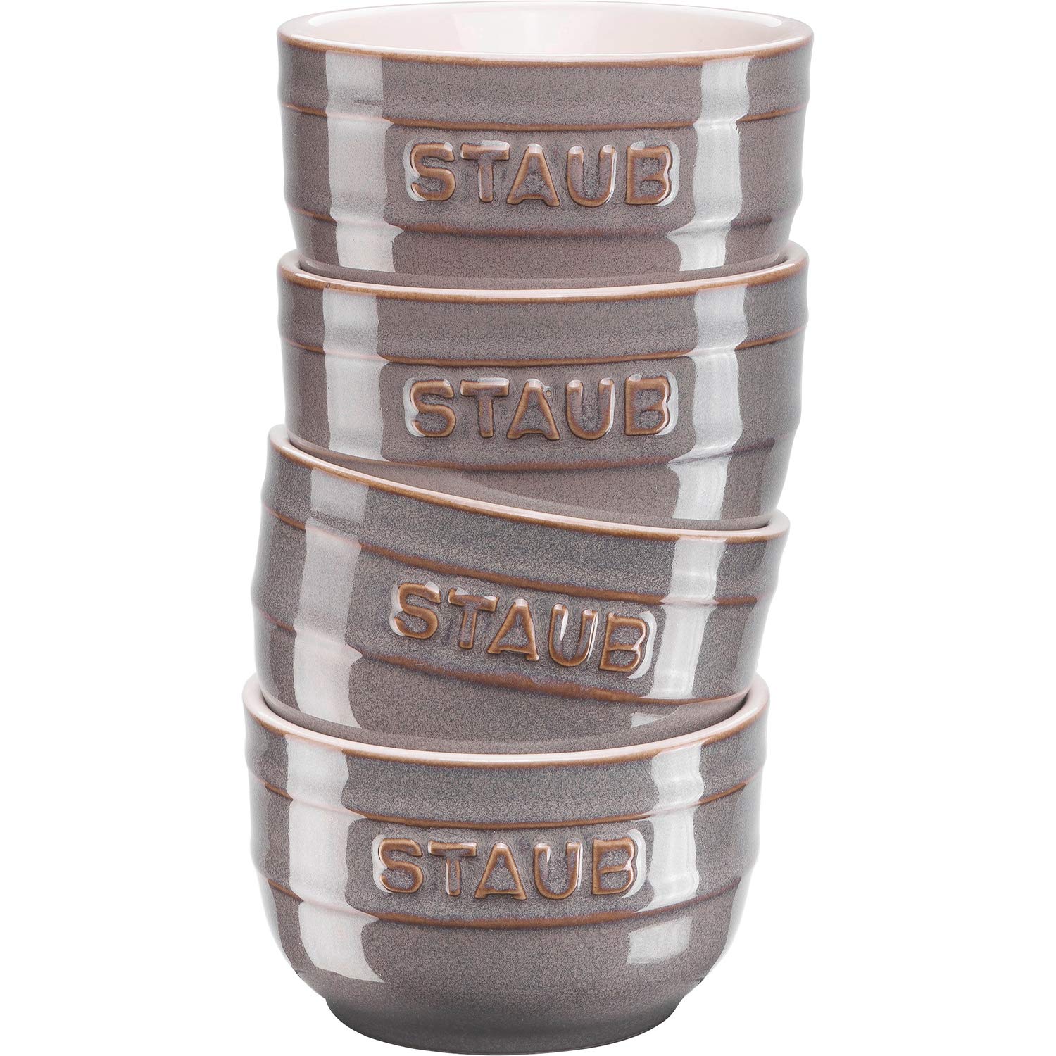 STAUB40508-156 Ramkan 3.5 inches (9 cm), 4 Piece Set, Antique Gray, Ceramic Small Bowl, Bowl Set, Microwave Safe