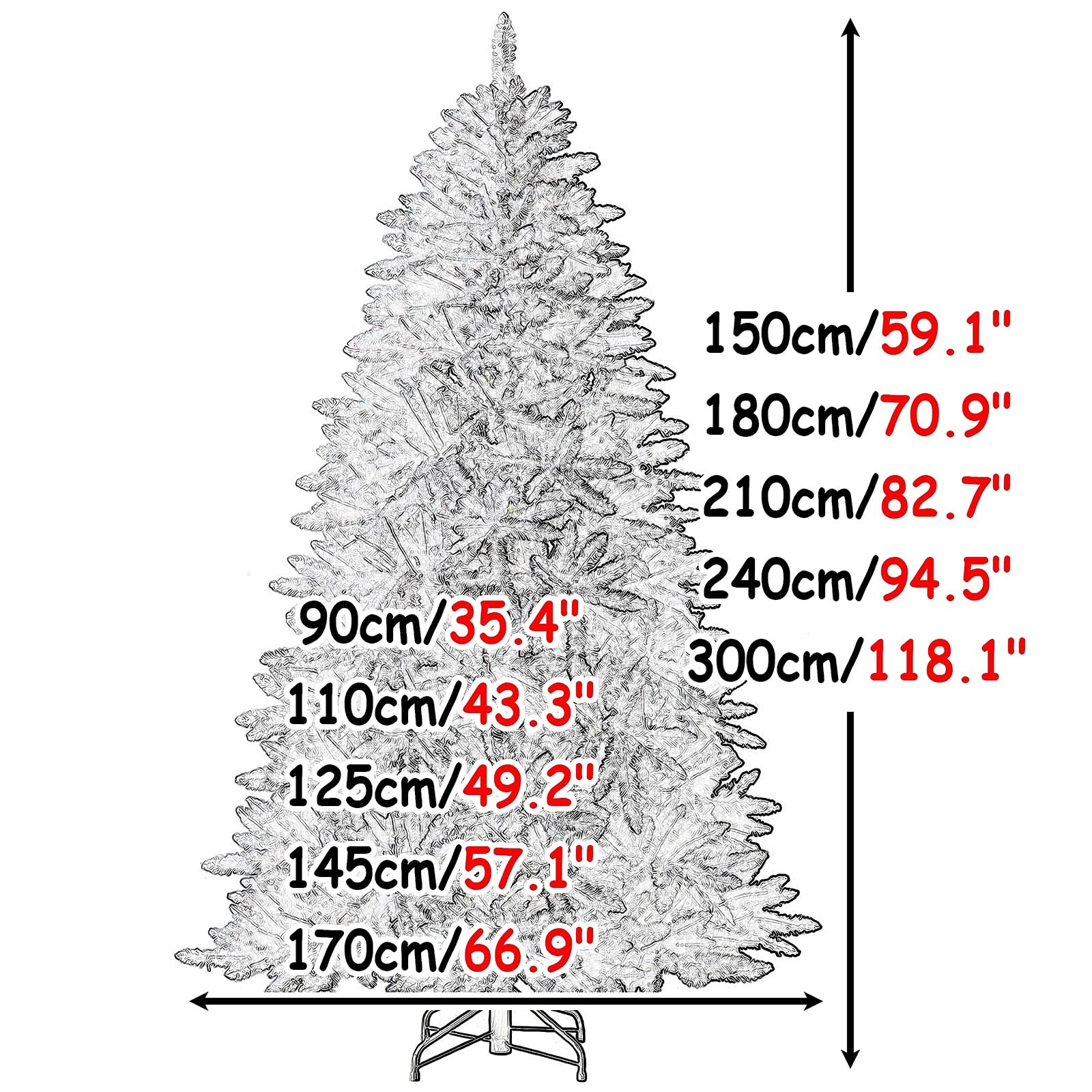 Arbol de Navidad Artificial Blancos 150/180/210/240/300 cm Árbol de Navidad para Exterior Ramas de PVC y Base de Hierro para Centros Comerciales, Hogares, Escuelas 8 Colores(Pinkss,180cm/70.9")