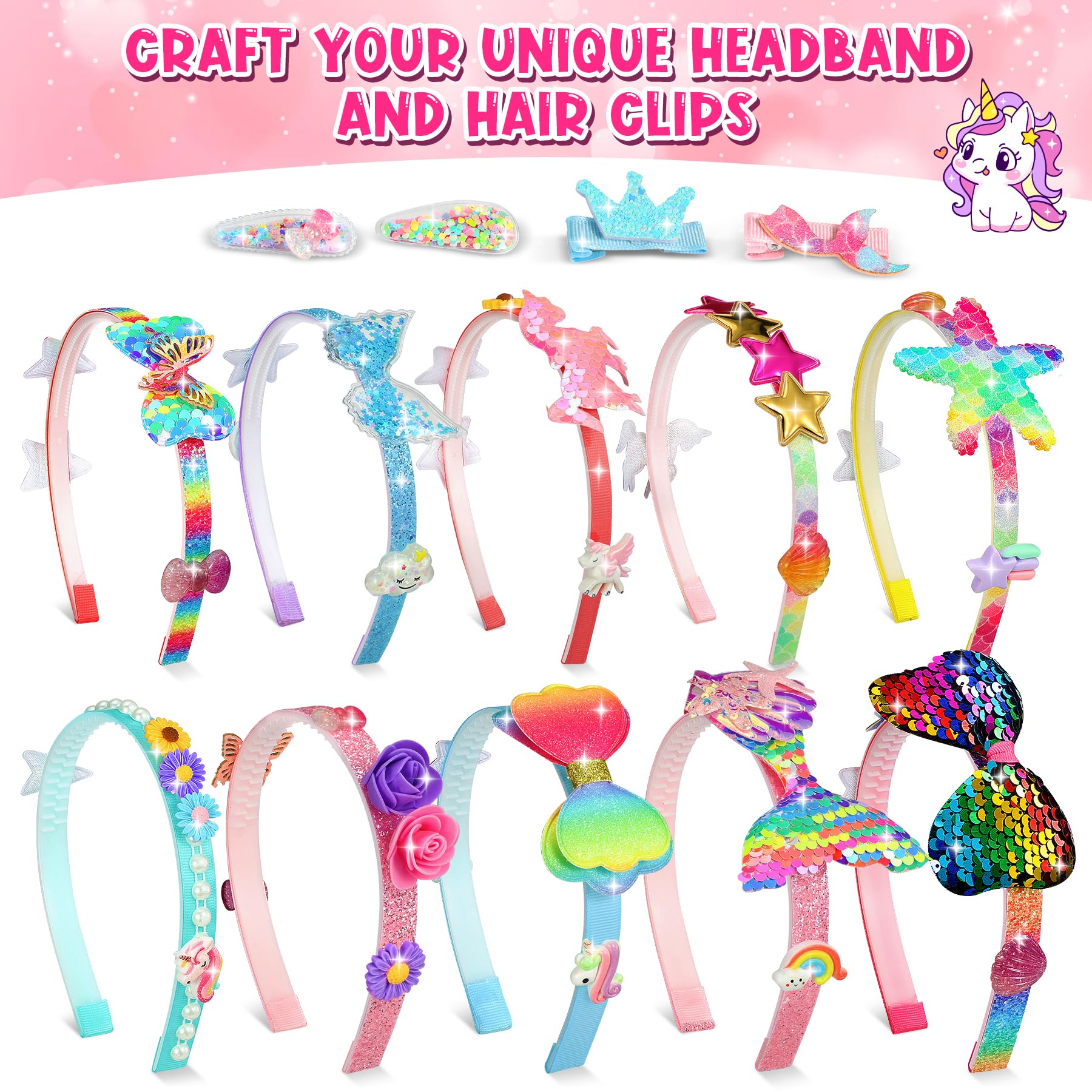 Pourbibi Kit De 10 Diademas Para Niñas, Manualidades, Accesorios Para El Cabello, Juguetes, Regalos De Cumpleaños Para Niñas De 3 a 8 años