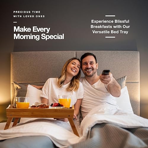 Miniatura 2 de Bandeja de cama Home-it con patas plegables, bandeja para desayuno de bambú con patas para desayuno